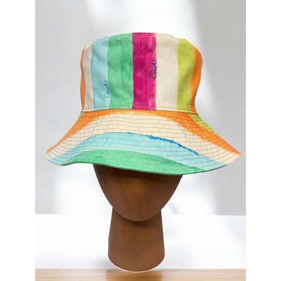 Coach Accessories - Y2K Coach Hamptons Watercolor Striped Sunhat Size P/S